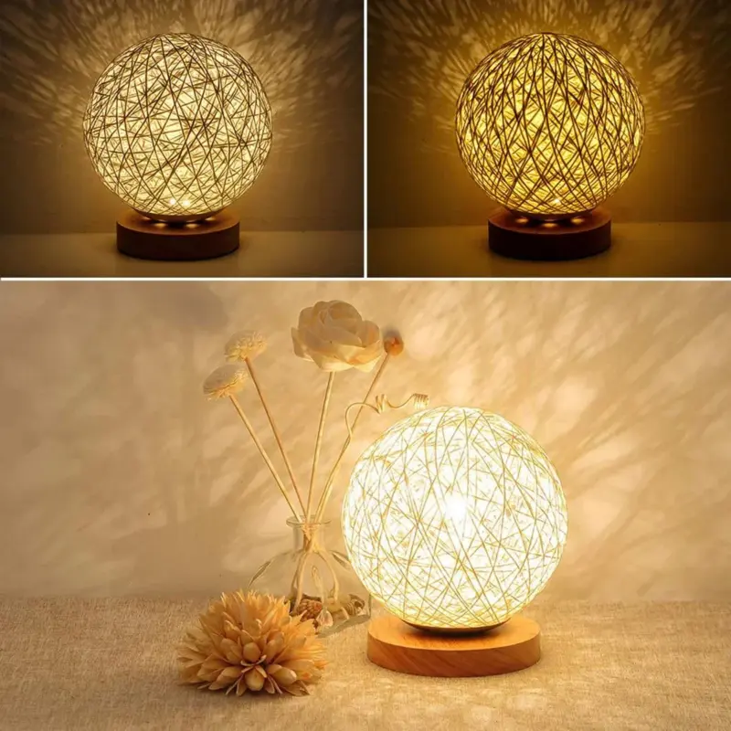 Rattan ball lamp LED modern table lamp USB power supply bedside night light atmosphere sense bedroom 894c6398 36d2 442a b1ac 4278d47e5f65