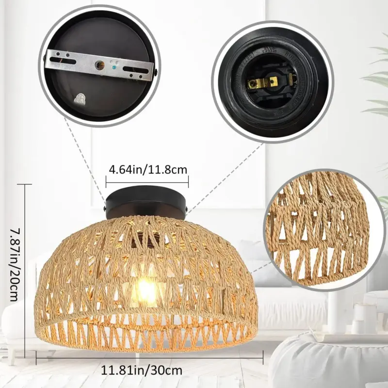RattanPendantLightingChandelierHangingLampCeilingHandmadeHomeLivingDecor Homeko6