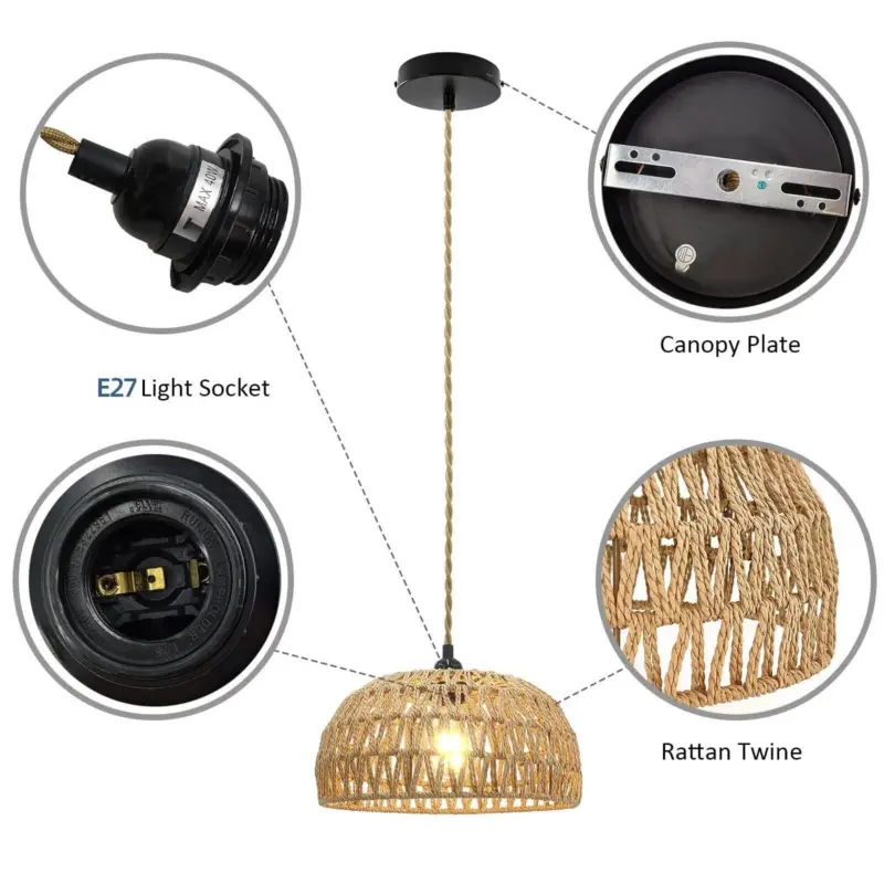 RattanPendantLightingChandelierHangingLampCeilingHandmadeHomeLivingDecor Homeko7