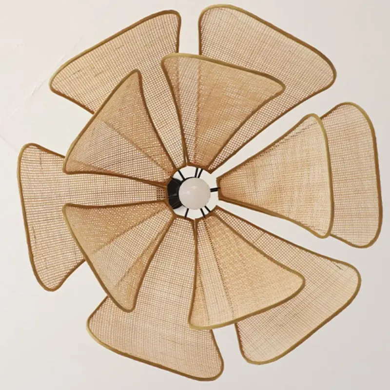 RattanPetalRusticLampShadePendantLight