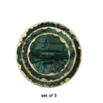 Real Emerald Marble Coaster with Gold Inlay Heat Resistant Decorfaure