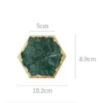Real Emerald Marble Coaster with Gold Inlay Heat Resistant Decorfaure