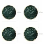 Real Emerald Marble Coaster with Gold Inlay Heat Resistant Decorfaure