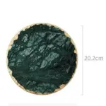 Real Emerald Marble Coaster with Gold Inlay Heat Resistant Decorfaure