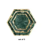 Real Emerald Marble Coaster with Gold Inlay Heat Resistant Decorfaure