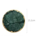Real Emerald Marble Coaster with Gold Inlay Heat Resistant Decorfaure