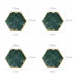 Real Emerald Marble Coaster with Gold Inlay Heat Resistant Decorfaure