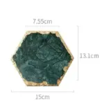 Real Emerald Marble Coaster with Gold Inlay Heat Resistant Decorfaure
