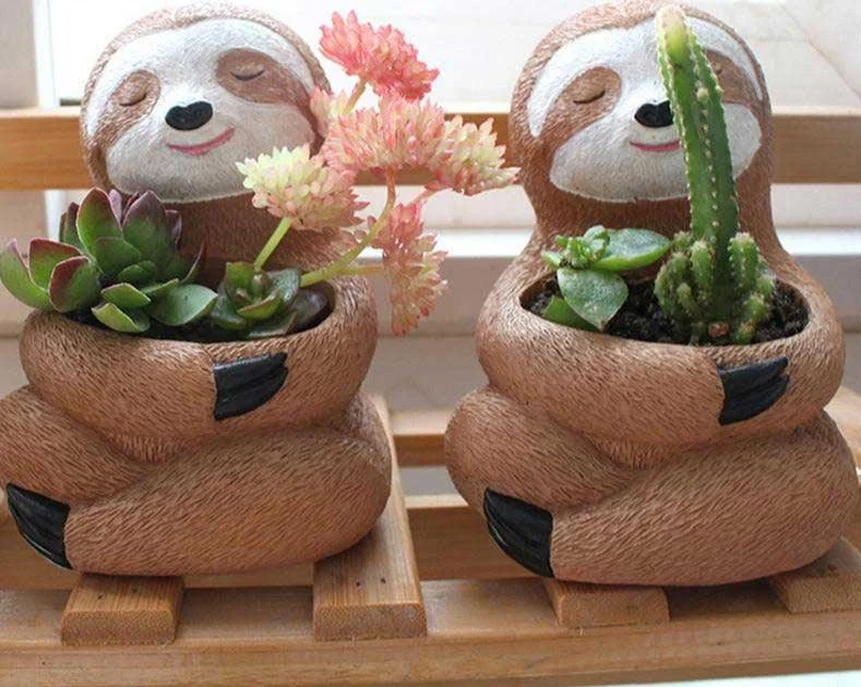 Resin Sloth Cute Succulent Pots - ISTANBULLU LTD