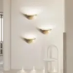 Retro Led Halfrond Natuursteen Kunst Wandlamp Gele Travertijn Schans Slaapkamer Bed Decoratie Gang Verlichtingsarmaturen