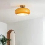 RetroAmberRoundGlassCeilingLight