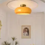 RetroAmberRoundGlassCeilingLight Homdiy