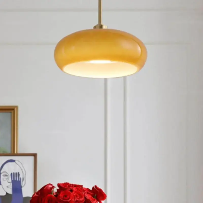 RetroAmberRoundGlassCeilingLight
