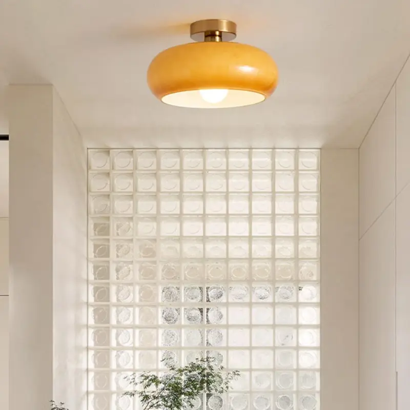RetroAmberRoundGlassCeilingLight