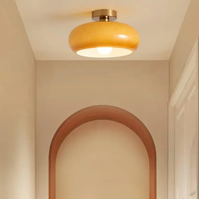 RetroAmberRoundGlassCeilingLight
