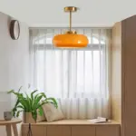 RetroAmberRoundGlassCeilingLight