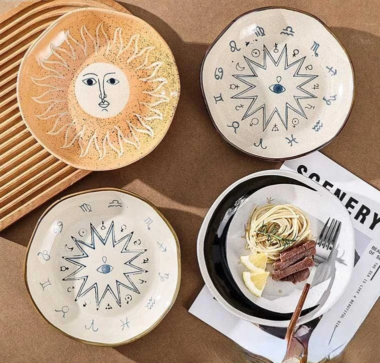 Retro Ceramic Celestial Plate - ISTANBULLU LTD