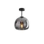RetroCopperGlassSemiFlushMountCeilingLight