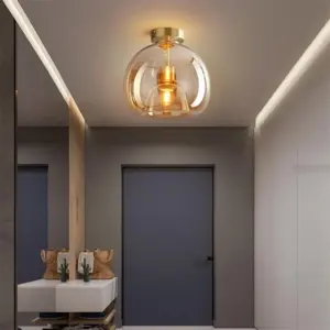 Homeko Copper Glass Semi Flush Mount Ceiling Light