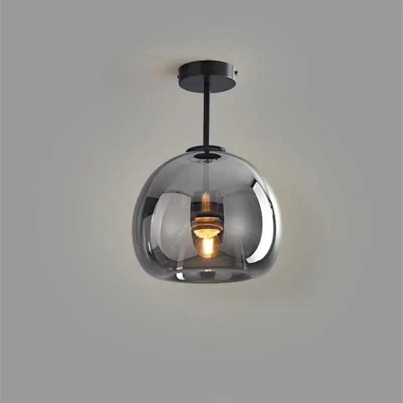 RetroCopperGlassSemiFlushMountCeilingLight