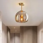 RetroCopperGlassSemiFlushMountCeilingLight