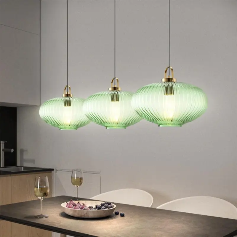 RetroGreenLanternGlassPendantLamp
