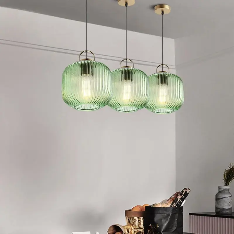 RetroGreenLanternGlassPendantLamp