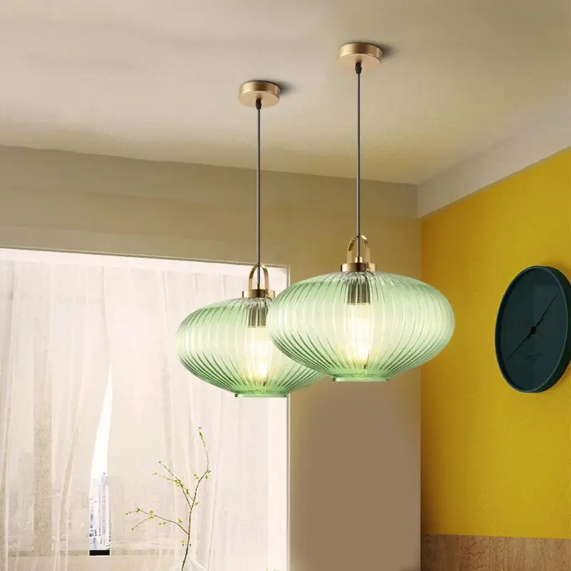 RetroGreenLanternGlassPendantLamp