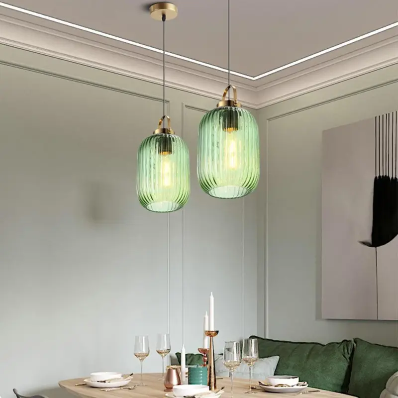 RetroGreenLanternGlassPendantLamp