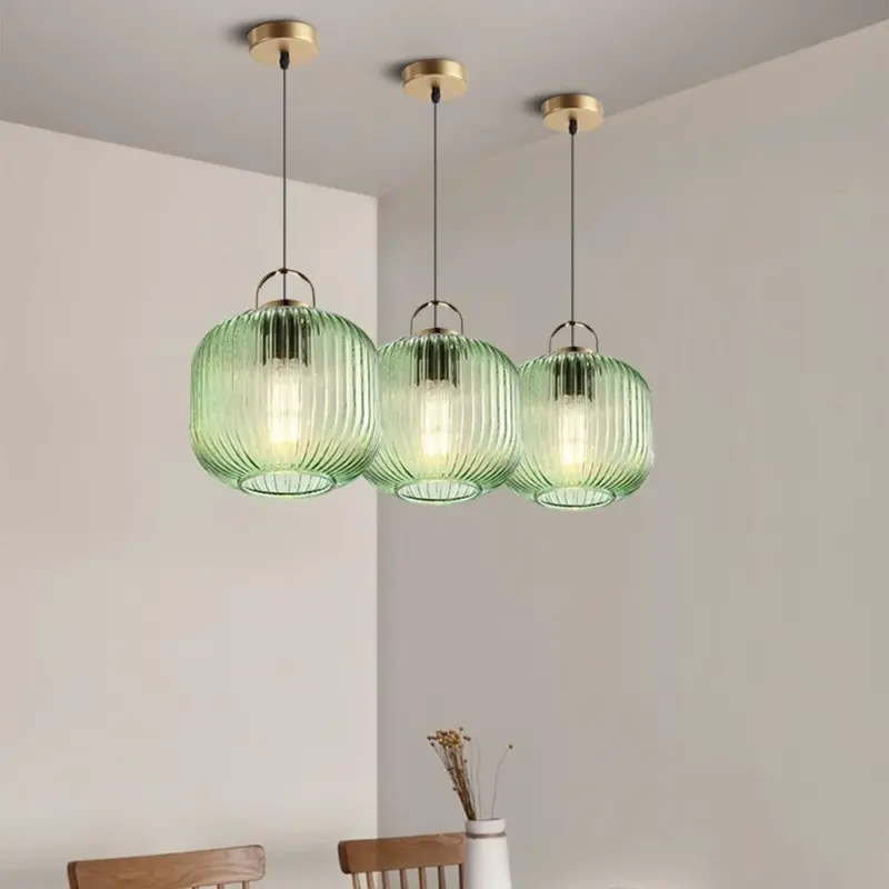 RetroGreenLanternGlassPendantLamp