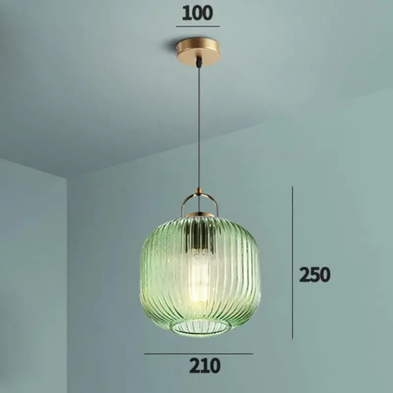 RetroGreenLanternGlassPendantLamp