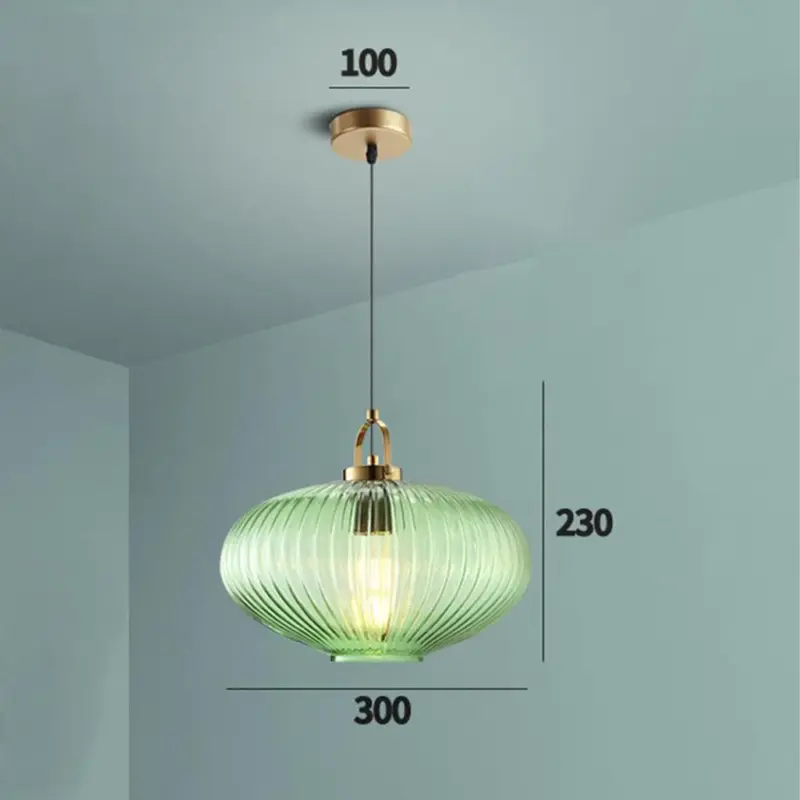 RetroGreenLanternGlassPendantLamp