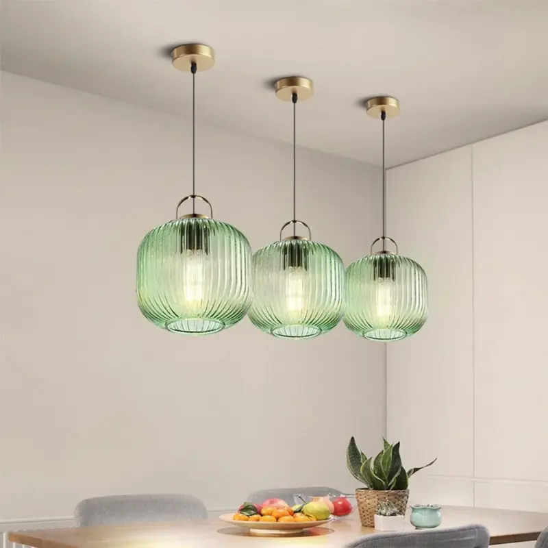 RetroGreenLanternGlassPendantLamp