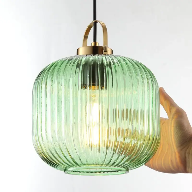 RetroGreenLanternGlassPendantLamp