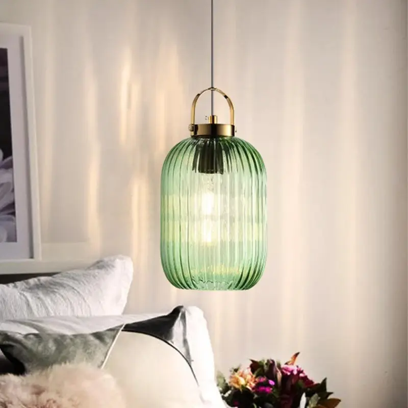 RetroGreenLanternGlassPendantLamp
