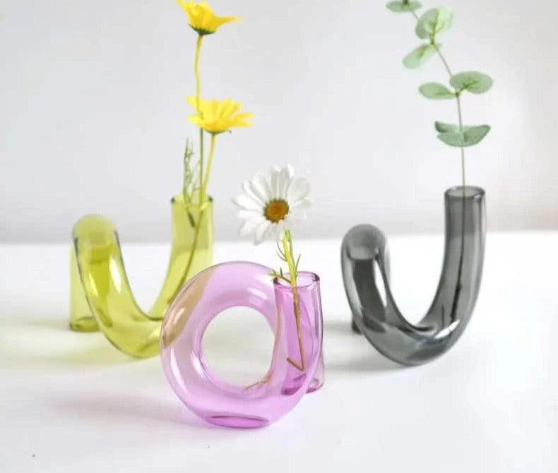 Retro Hand Blown Glass Twisted Squiggle Vase - ISTANBULLU LTD