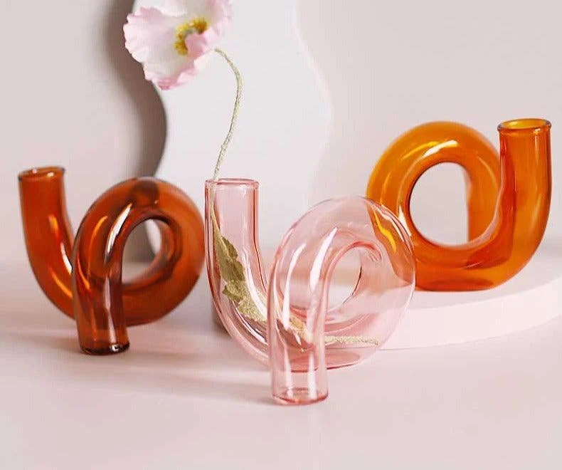 Retro Hand Blown Glass Twisted Squiggle Vase - ISTANBULLU LTD