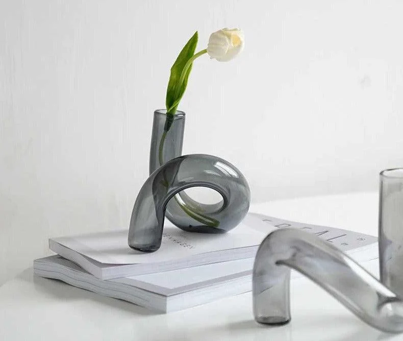 Retro Hand Blown Glass Twisted Squiggle Vase - ISTANBULLU LTD