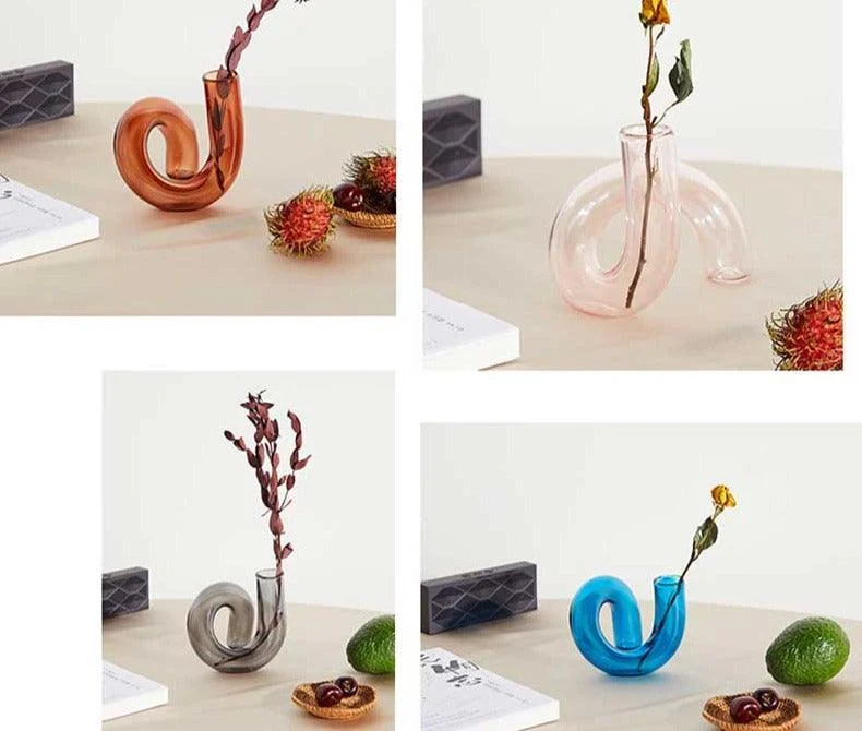 Retro Hand Blown Glass Twisted Squiggle Vase - ISTANBULLU LTD