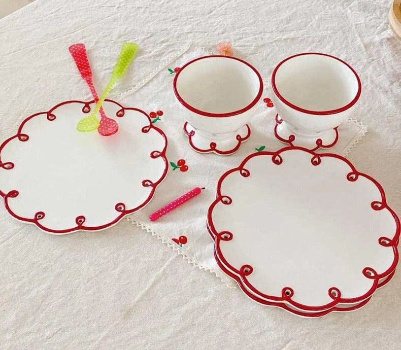 Retro Handmade Ceramic Plates Bowl Set - ISTANBULLU LTD