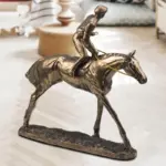 RetroHorseRacingAnimalJockeySportResinAndCopperSculpturesandStatues Homeko3