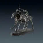 RetroHorseRacingJockeyArtSculpturesandStatuesResinAndCopperCraft Homeko1