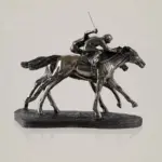 RetroHorseRacingJockeyArtSculpturesandStatuesResinAndCopperCraft Homeko6