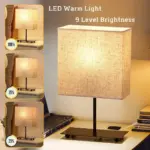 RetroJapaneseFabricTableLampUSBDimmableLightingBedside Homeko4