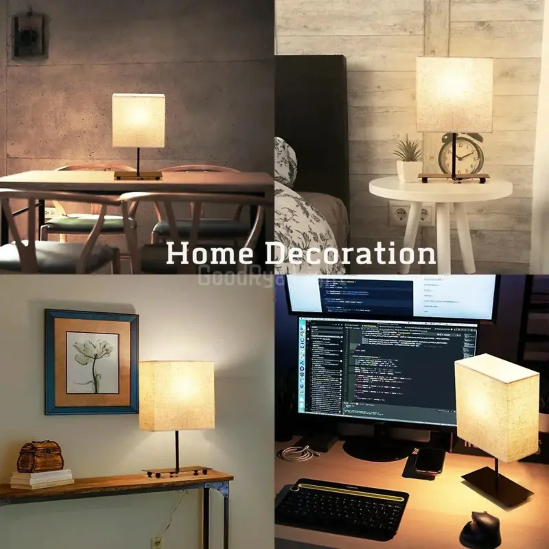 RetroJapaneseFabricTableLampUSBDimmableLightingBedside Homeko6