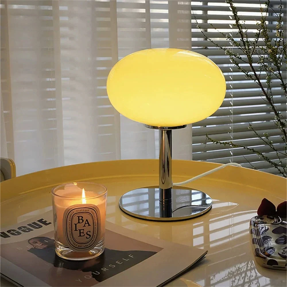 Retro Pink Yellow Medieval Glass Table Lamp Lighting Living Room - Homeko