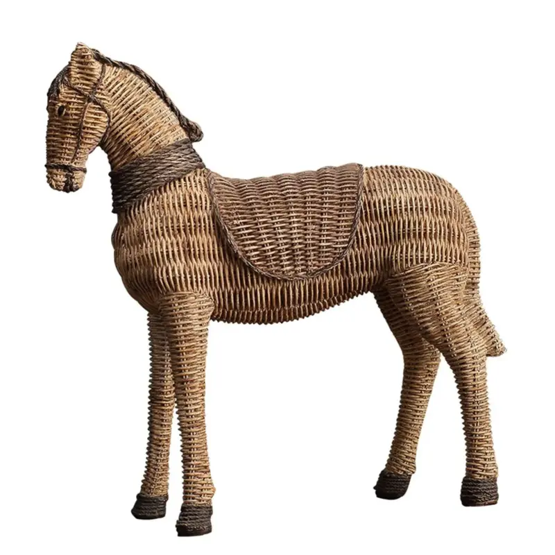 RetroRattanHorseArtCraftsHandmadeOfficeDecorGiftSculpturesandStatues Homeko6