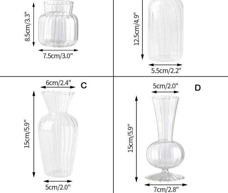 Retro Small Ribbed Glass Vase - ISTANBULLU LTD