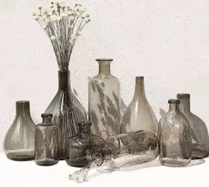 Retro Smokey Grey Bubble Glass Vase