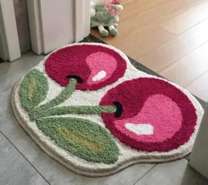Retro Soft Fluffy Cherry Rug